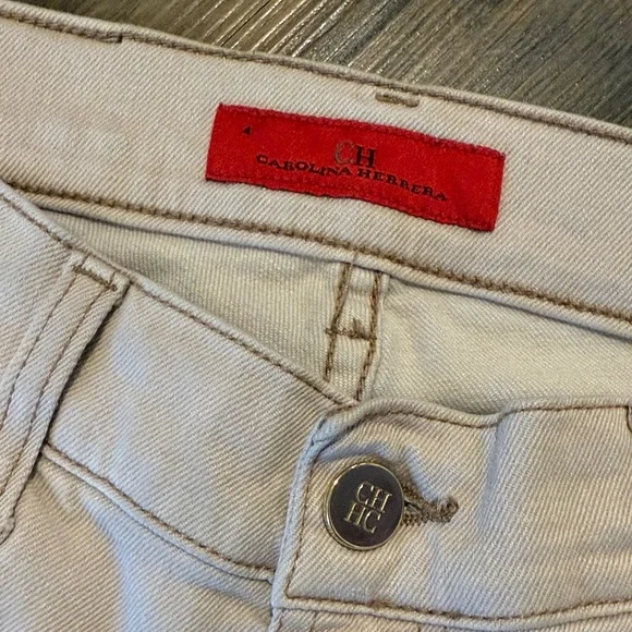 Carolina Herrera Cream Denim straight leg slim Pants